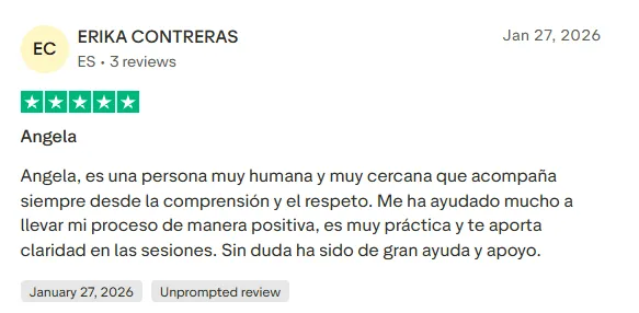Reseña real de un paciente en la app de Mente Sana